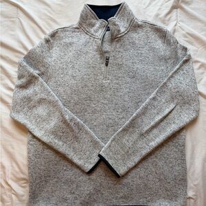 Nautica Men’s Medium Heather Quarter Zip Pullover. Grey And Navy